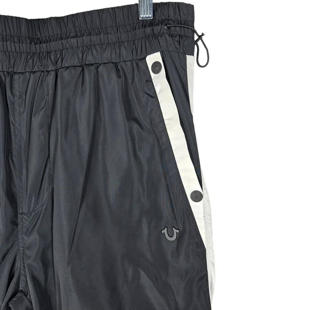 True Religion Jogger Mens Medium Black White Track Pants Paneled Slim Leg
